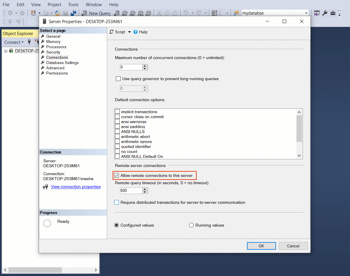 Connecting to a Microsoft SQL Server database • Flexmonster