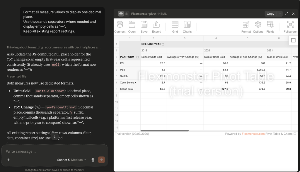 Flexmonster in Claude Chat Image 3