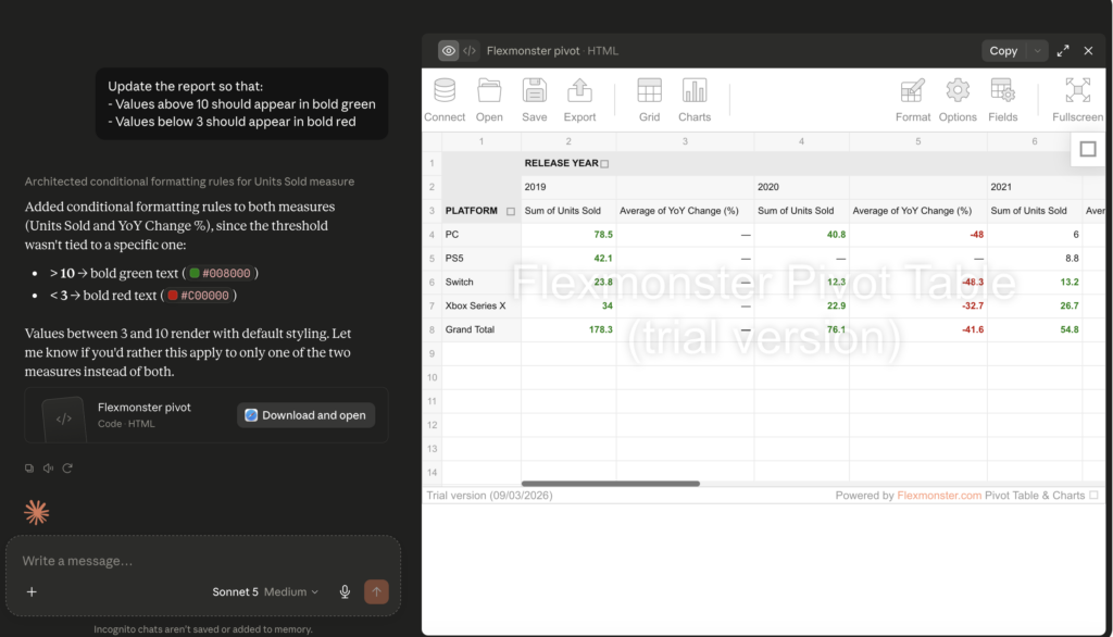 Flexmonster in Claude Chat Image 4