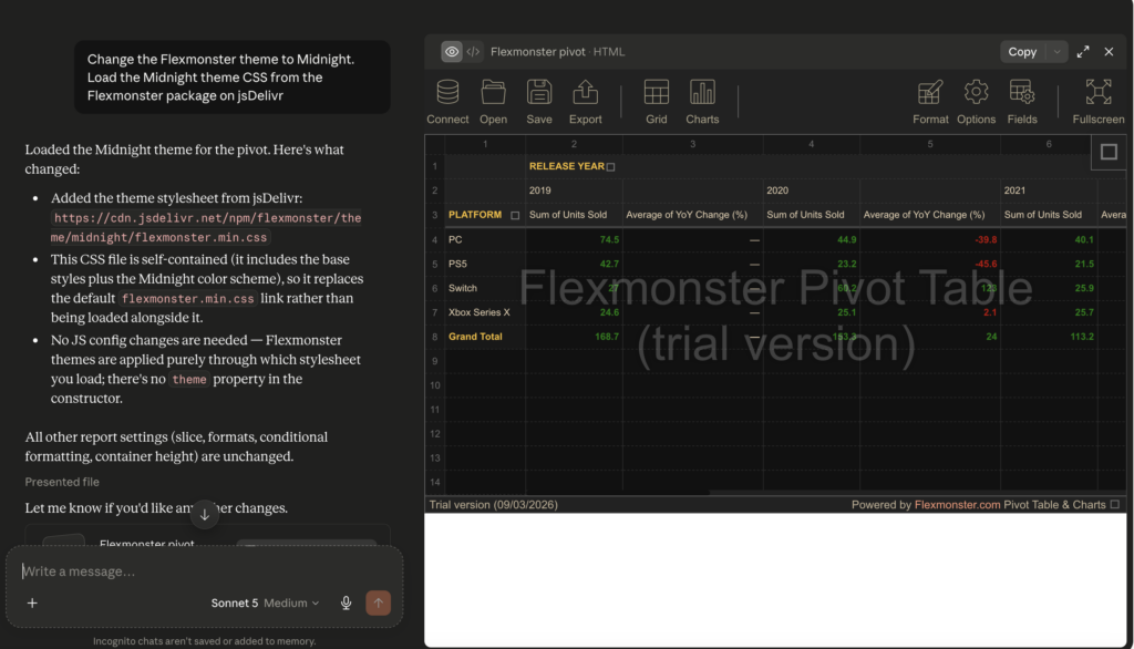 Flexmonster in Claude Chat Image 5