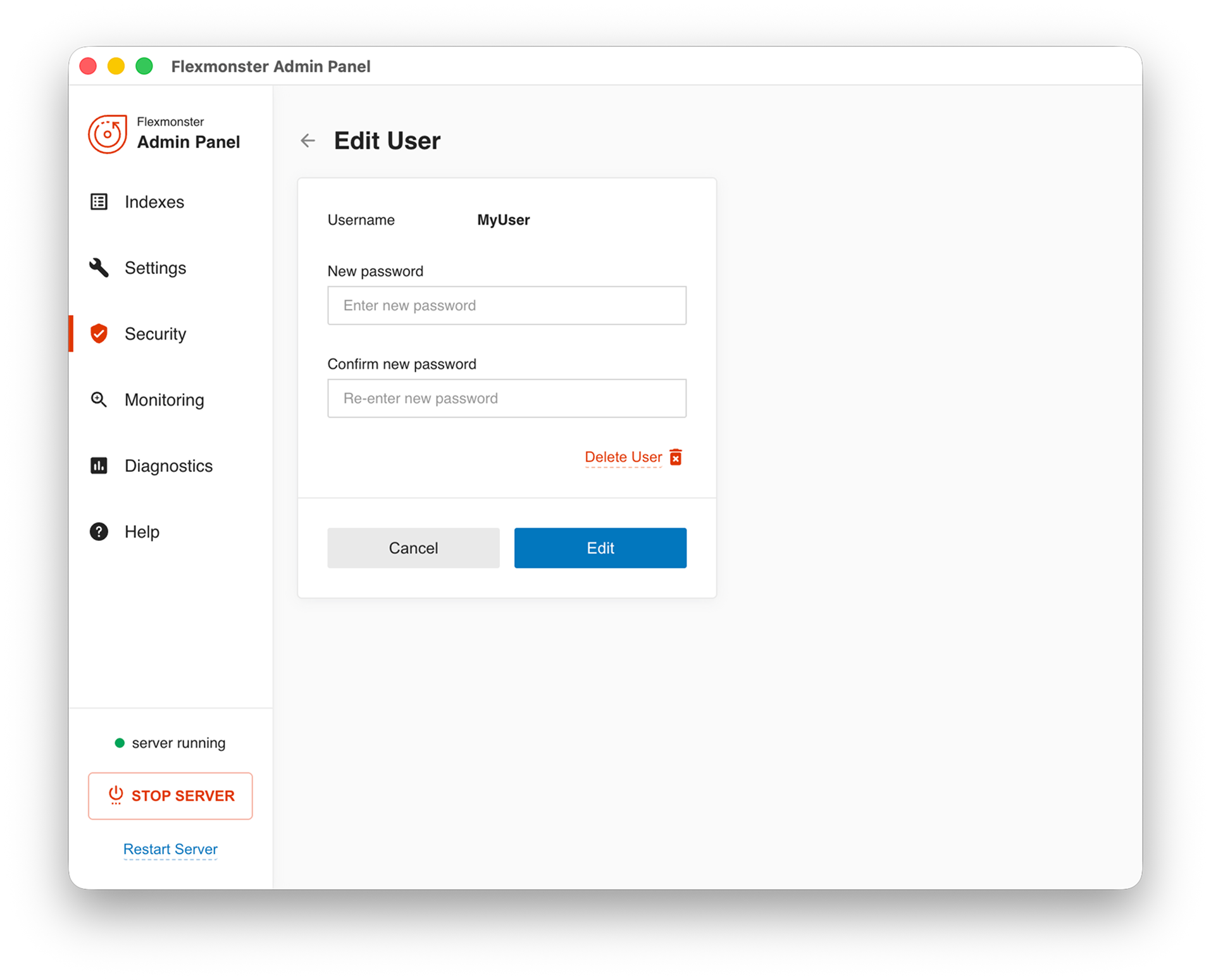 Screenshot of the Edit User view